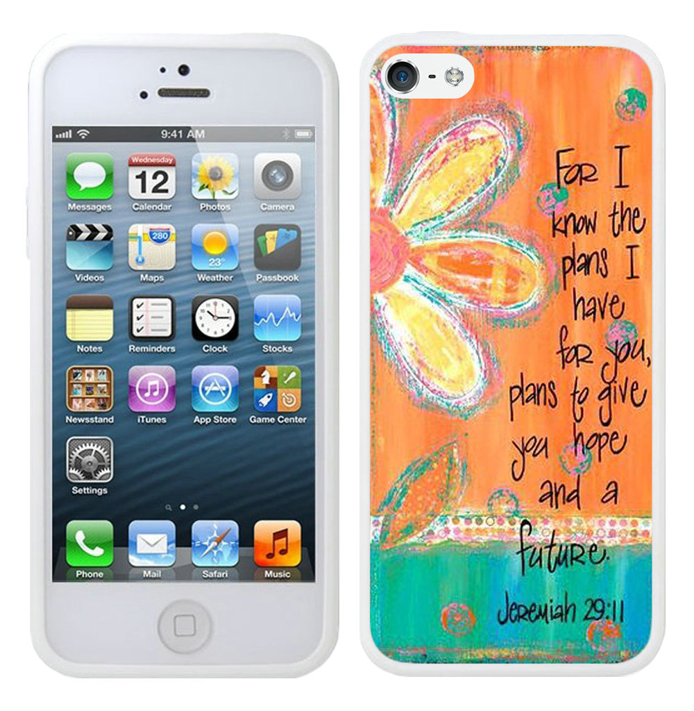 Bible Verse ,Vintage floral. For I know the plans I have for you. Plans to give you hope and a future. Jeremiah 29 11 White iPhone 5 5S Case